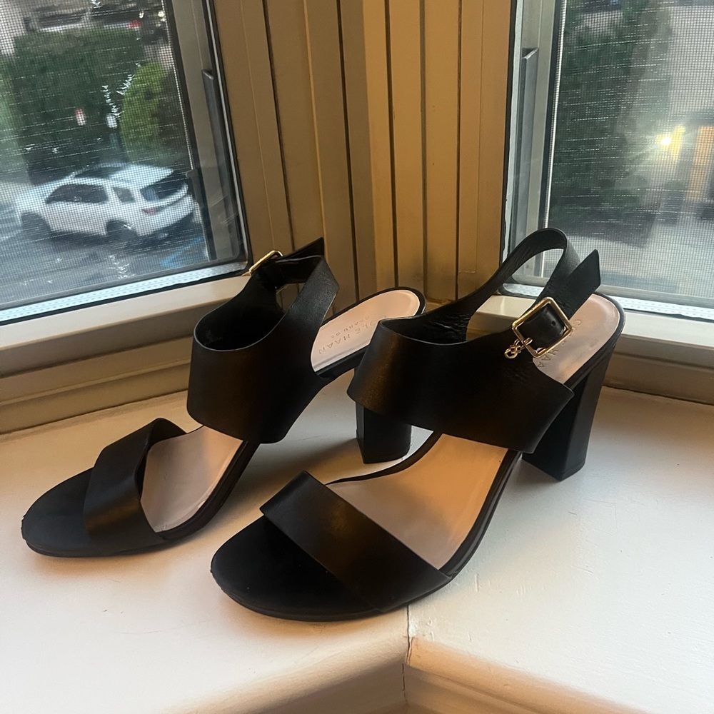 Cole Haan Black Heeled Sandals with Block Heel